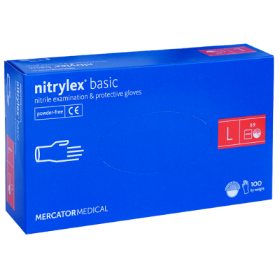 Manusi nitril nepudrate L 100 buc albastre medicale examinare Nitrilex Basic Mercator